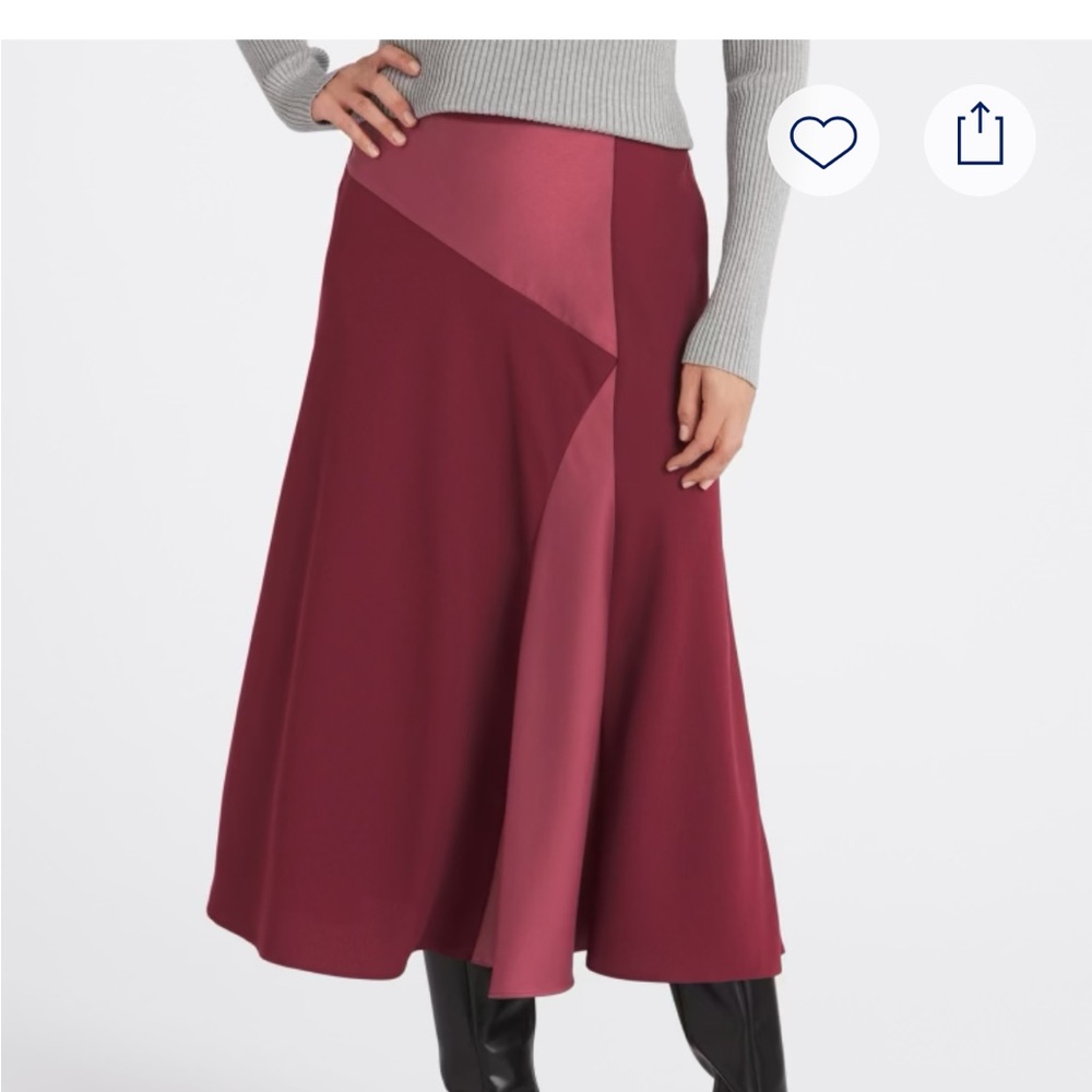 Dkny Red Asymmetrical Midi A-Line Skirt
